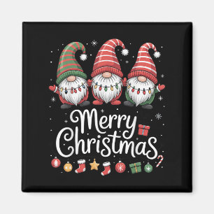 Imán Gnomes Merry Christmas Light Family Cute Gnome Xma