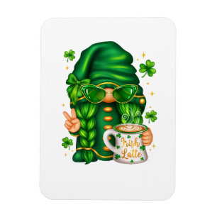 Imán Gnomo lindo del día de San Patricio bebiendo café