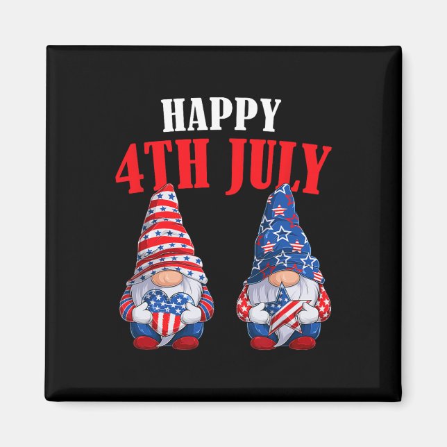 Imán Gnomos 4 De Julio Día De La Independencia De Améri (Frente)