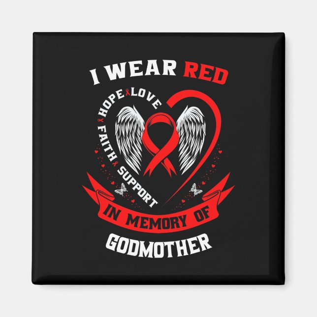 Imán Go Red In Memory Of Godmother Heart Disease Awaren (Frente)
