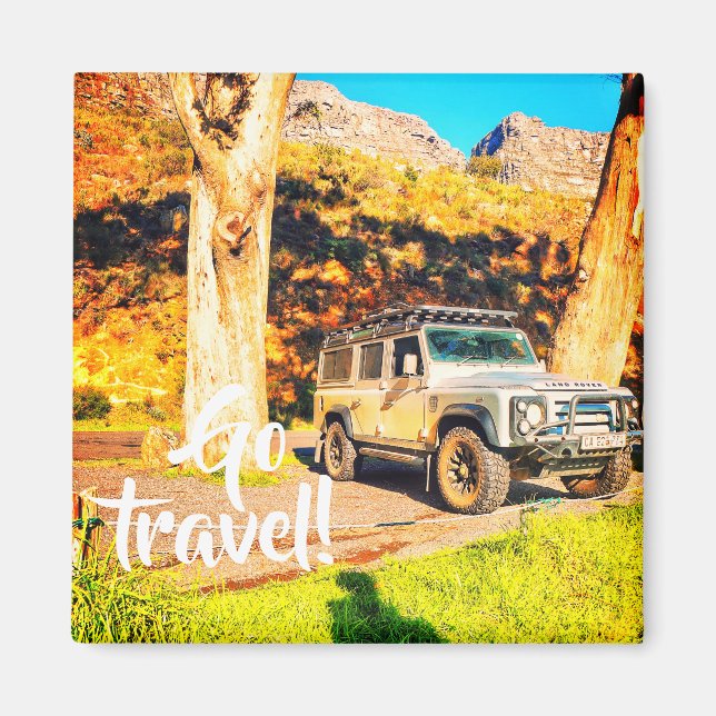 Imán Go Travel 4x4 Car Mountains Landscape Magnet (Frente)
