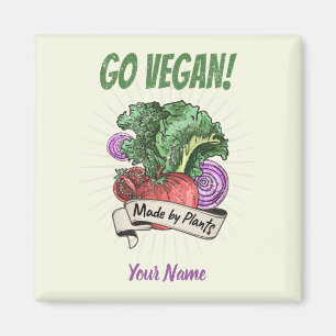 Imán Go Vegan Made by Plants veggie vintage vegetariano