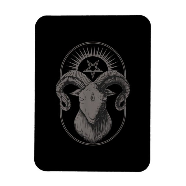 Imán Goat Devil Pentagram Baphomet Satan Occult Satanic (Vertical)