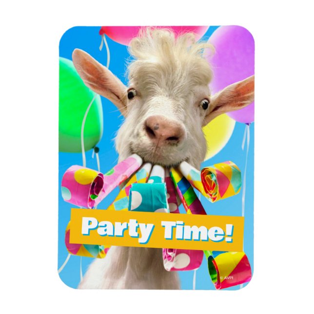 Imán Goat with Party Blowers (Vertical)