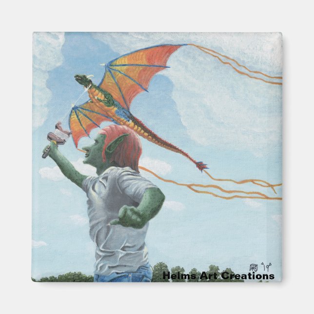 Imán Goblin Flagon Kite Fantasy Joy Magnet (Frente)