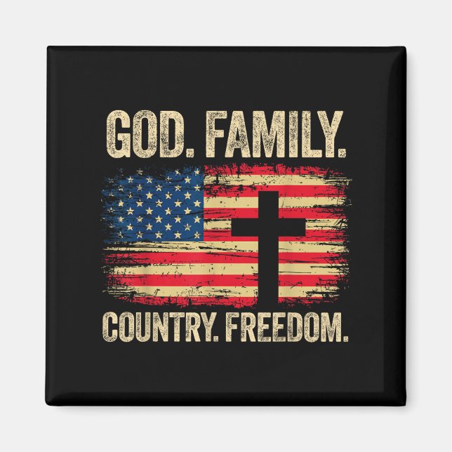 Imán God Family Country Dom Usa Flag Cross  (Frente)