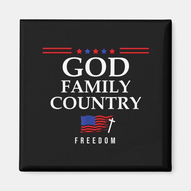 Imán God Family Country Us Flag Christian Saying Dom Je (Frente)