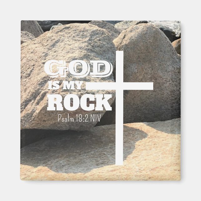 Imán God is My Rock Bible Verse White Cross Christian (Frente)