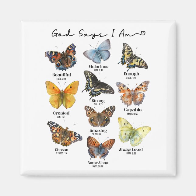 Imán God Says I Am Bible Verse Religious Christian Butt (Frente)