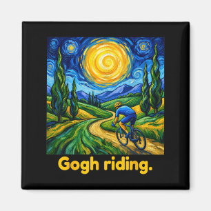 Imán Gogh montando divertido ciclismo cielo nocturno ar