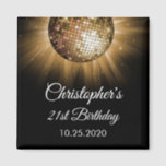 Imán Gold 21st Birthday Fiesta Gold Disco Ball<br><div class="desc">Gold Twenty First Birthday Party Gold Disco Ball Fiesta Save the Date Magnet. El refrigerador Fiesta Gold y Black 21st Birthday es perfecto para un Fiesta moderno que cumple 21 años. Para encontrar elementos personalizados coincidentes,  póngase en contacto con el diseñador.</div>