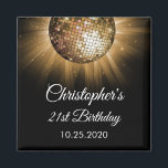 Imán Gold 21st Birthday Fiesta Gold Disco Ball<br><div class="desc">Gold Twenty First Birthday Party Gold Disco Ball Fiesta Save the Date Magnet. El refrigerador Fiesta Gold y Black 21st Birthday es perfecto para un Fiesta moderno que cumple 21 años. Para encontrar elementos personalizados coincidentes,  póngase en contacto con el diseñador.</div>