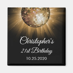 Imán Gold 21st Birthday Fiesta Gold Disco Ball