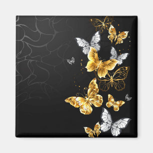 Imán Gold and white butterflies