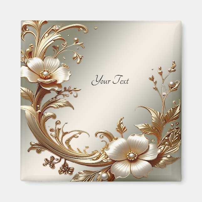 Imán Gold Floral Magnet (Frente)