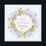 Imán Gold-Kissed Blue Rose Bridal Shower Thank you<br><div class="desc">A graceful thank you keepsake adorned with soft watercolor dusty blue roses and delicate sprigs of baby’s breath,  
adding a dreamy,  romantic touch to any bridal shower display.</div>