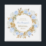 Imán Gold-Kissed Blue Rose Bridal Shower Thank you<br><div class="desc">A graceful thank you keepsake adorned with soft watercolor dusty blue roses and delicate sprigs of baby’s breath,  
adding a dreamy,  romantic touch to any bridal shower display.</div>