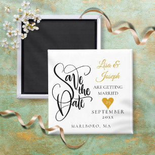 Imán Gold Love Heart Save the Date