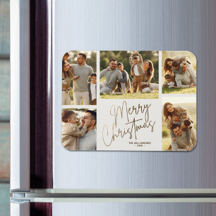 Imán Gold Merry Christmas Five Photo