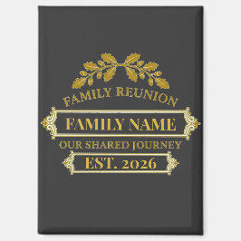 Imán Gold Oak Leaf Family Reunion Custom Name and Year