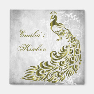 Imán Gold Peacock Personalized Magnet