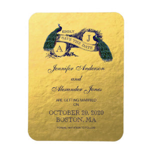 Imán Gold Peacock Save the Date