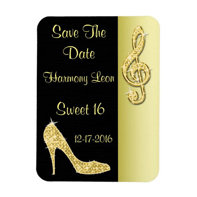 Imán Gold Stiletto & Treble Cleft 16º Save The Date (Vertical)