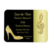 Gold Stiletto & Treble Cleft 50 Cumpleaños Save Th