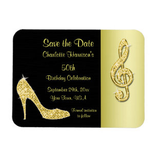 Imán Gold Stiletto & Treble Cleft 50 Cumpleaños Save Th