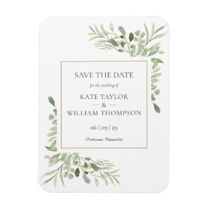 Imán Gold Watercolour Greenery Save the Date