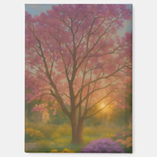 Imán Golden Bloom - Pintura de los jardines de la puest