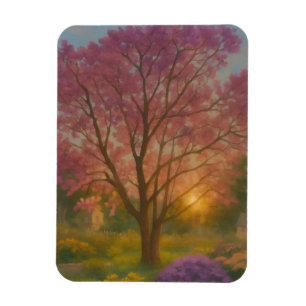 Imán Golden Bloom - Pintura de los jardines de la puest