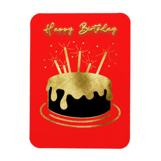 Imán Golden Cake Happy Birday Flexible Magnet