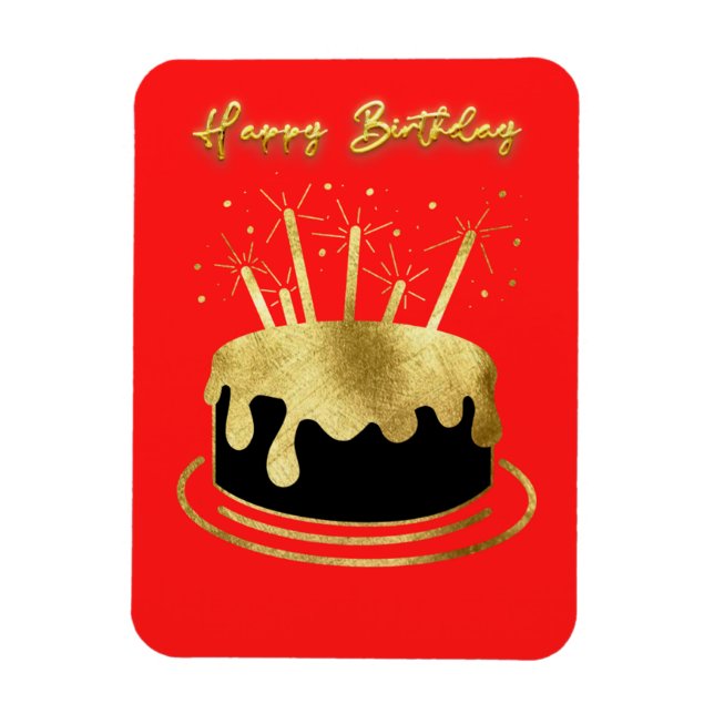 Imán Golden Cake Happy Birday Flexible Magnet (Vertical)