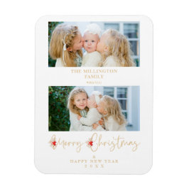 Imán Golden Christmas Effect Botanical Holly 2 Photos