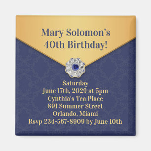 Imán Golden Damask Birthday Invitation Magnet