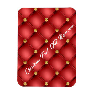 Imán Golden Diamond Tufted Leather Text Name Red Magnet