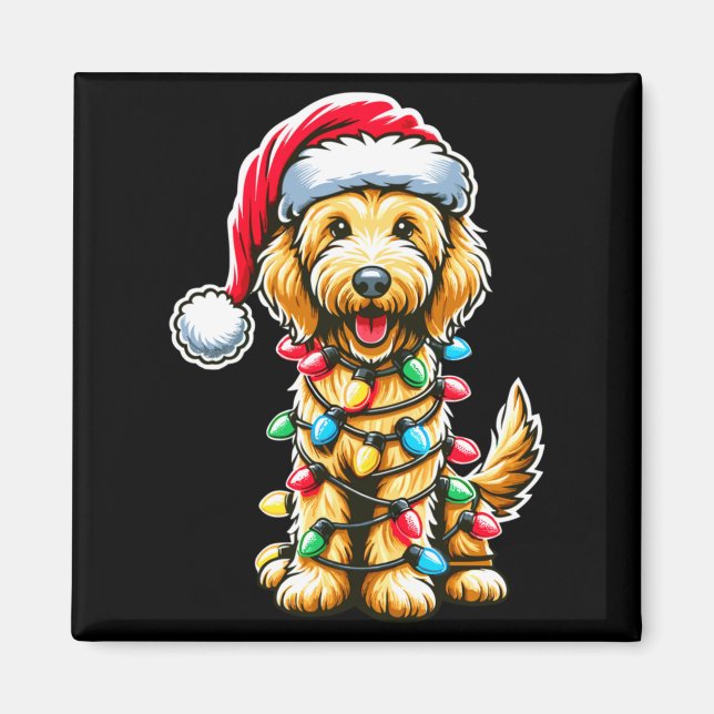 Imán Golden Doodle Christmas Tree Xmas Dog Pajamas Gold (Frente)