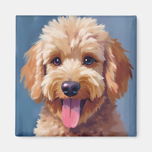 Imán Golden Doodle | Dog Watercolor Painting Pet (Frente)