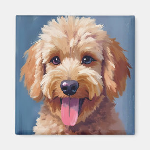 Imán Golden Doodle Pintura en Acuarela de Mascota Per