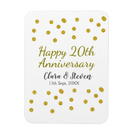 Imán Golden dots glitter happy 20th anniversary wedding