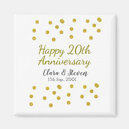 Imán Golden dots glitter happy 20th anniversary wedding