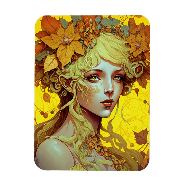 Imán Golden Elf Fairy Fae Fantasy Art (Vertical)