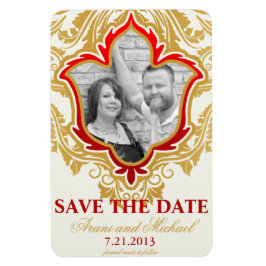 Imán Golden Flourishes Photo Save the Date Magnets