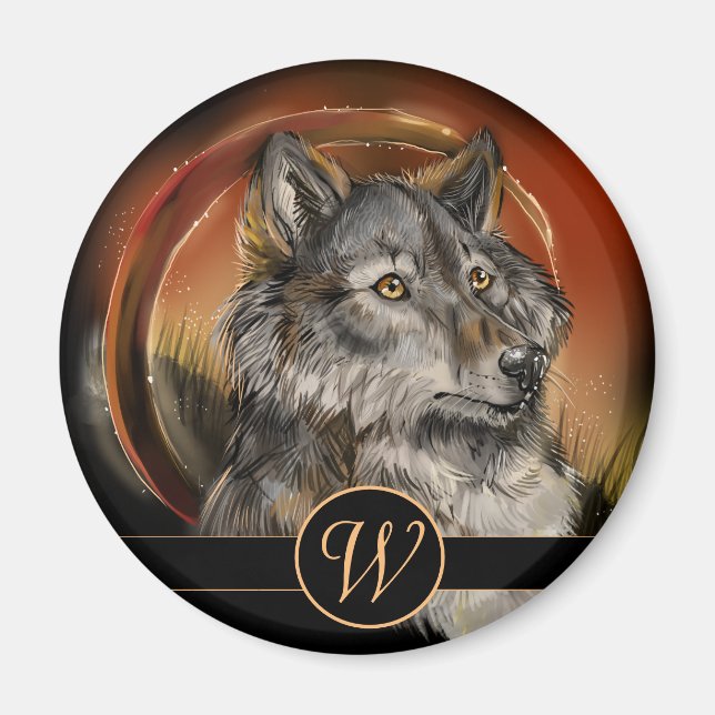 Imán Golden Gaze Wolf (Frente)