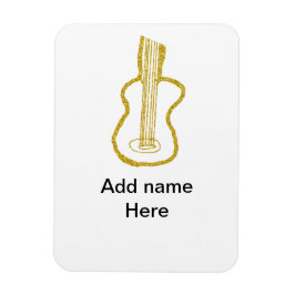 Imán Golden glitter acoustic guitar add name doodle 