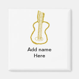 Imán Golden glitter acoustic guitar add name doodle 