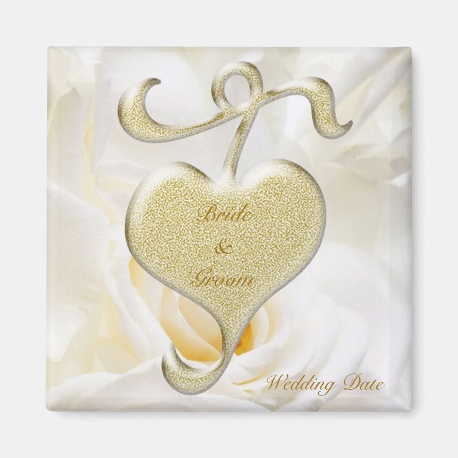 Imán Golden Heart Wedding Favor Magnet (Frente)
