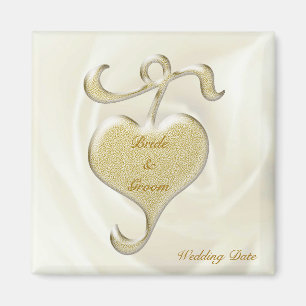 Imán Golden Heart Wedding Favor Magnet
