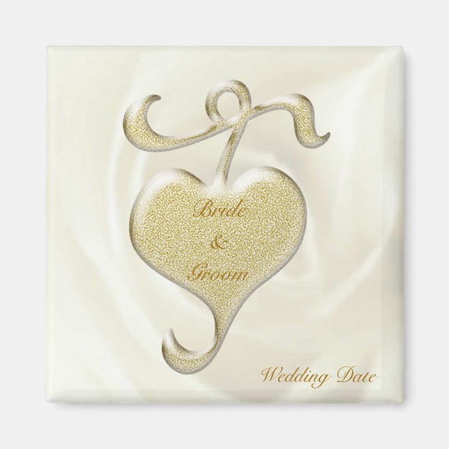Imán Golden Heart Wedding Favor Magnet (Frente)
